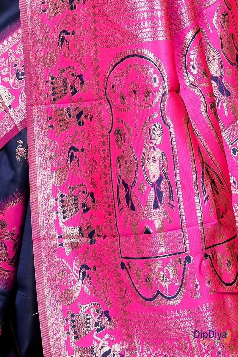 Violet Pink Cotton Silk Parza Baluchari Saree (584)